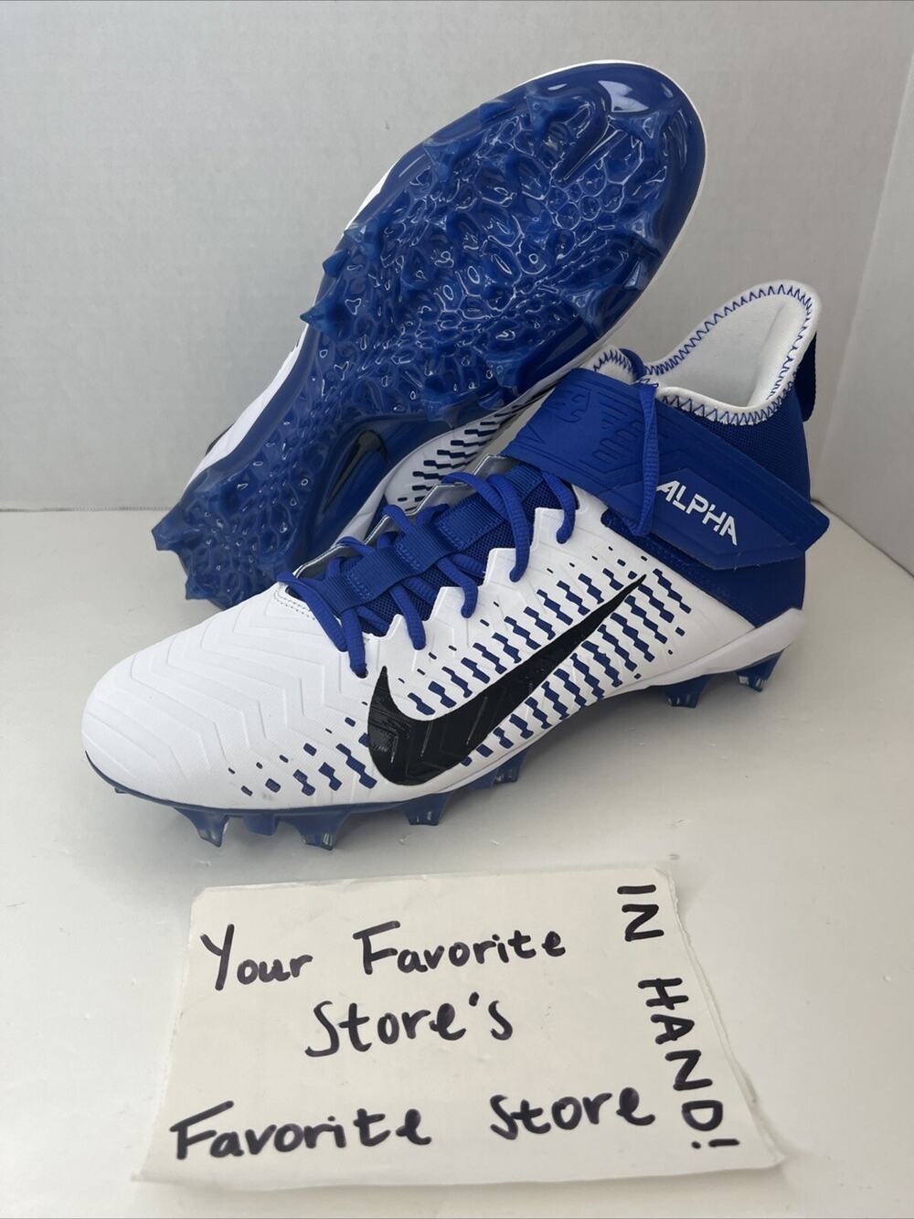 Nike Alpha Menace Pro 2 Mid Football Cleats White Blue BV3945-101 Men's Sz 12.5